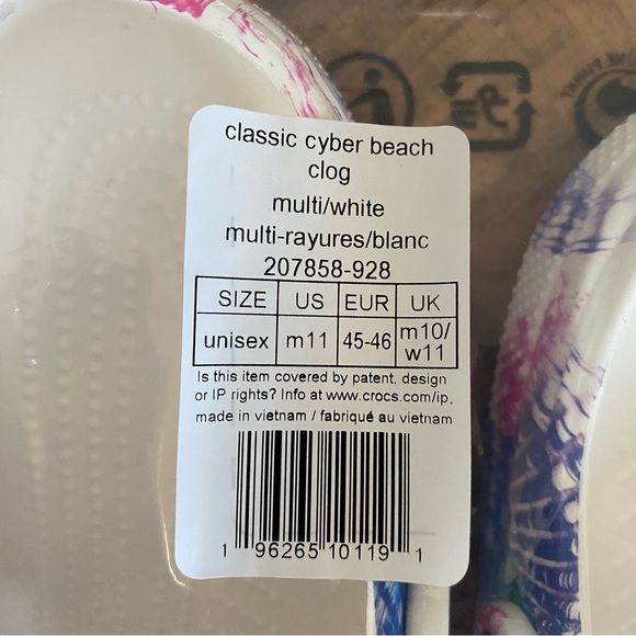 Crocs Classic Cyber Beach Clog Men's 11 White Tie Dye Multi Color Splatter NWT - Picture 11 of 11